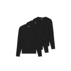 Men's Merino Wool Blend Crew Neck Long Sleeve T-Shirt 3-Pack