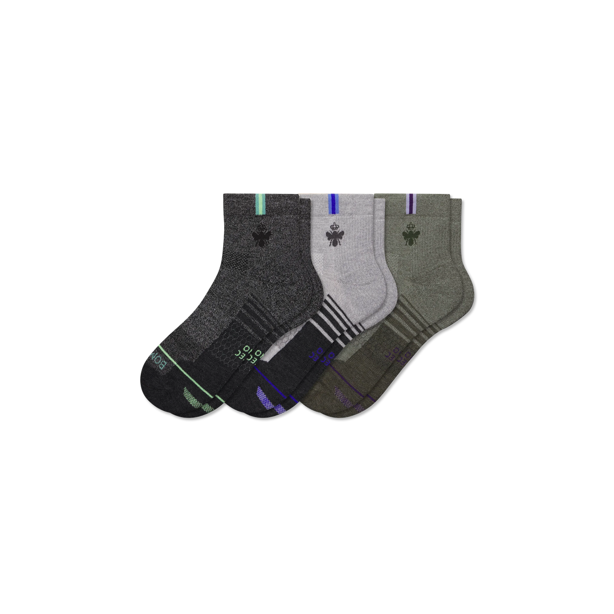 Women's Merino Wool Blend Run Quarter Sock 3-Pack